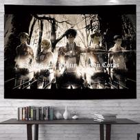 Vertikalus Attack on Titan Anime gobelenas Animacinis sienos menas Kabinamas miegamajame, bendrabutyje, svetainėje, namų dekoravimui 74x94cm(29x37in)