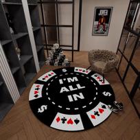 VISKAS VIENAME Magiško pokerio kortų rašto apvalus kilimas Amerikietiško stiliaus Kūrybingas lustų grindų kilimėlis Svetainės Miegamojo Plaunami kilimai Minkšti 60cmx60cm brown