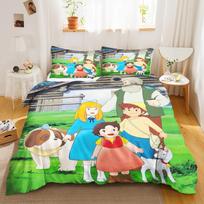 Heidi patalynės komplektas Anime, Namų miegamojo komfortas Nordic poliesterio medžiaga, tinkamas vaikams ir suaugusiems, 3 dalių komplektas 135x200cm green