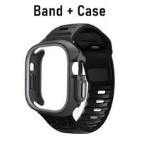 TPU dėklas+Silikoninis dirželis Apple Watch Band Ultra 49mm Sportinis dirželis iwatch Series 10 9 8 7 6 5 46mm 45mm 44mm 41mm 40mm 42mm 45mm-Series 9 8 7 black
