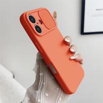 Slenkiojantis kameros objektyvo apsauginis dėklas iPhone 16 15 14 Plus 13 12 11 Pro X XS XR Max 8 7, atsparus smūgiams buferis, minkštas silikoninis dangtelis For iPhone 13 Mini oranžinė