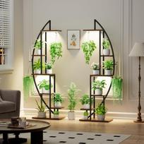 Multi-layer Indoor Flower Stand with LED Plant Lights for Balcony or Living Room Half Side (Without Light) white
