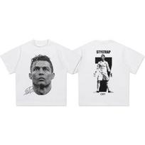 2026 Cristiano Ronaldo Futbolo Marškinėliai Oversized Dvišaliai Grafiniai Medvilniniai Marškinėliai CR7 Icon Star Vyrams Moterims Madingi Streetwear Kaklas M gray