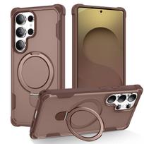 Magnetinis dėklas Samsung Galaxy S25 Ultra/S25/S24 Plus, Suderinamas su MagSafe įkrovimu, Tvirtas smūgiams atsparus dangtelis su žiediniu stoveliu For Galaxy S25 Ultra gray