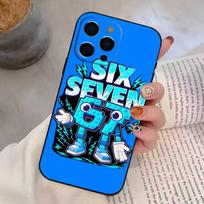 67 Šeši-S-Septyni Telefono dėklas iPhone 17, 16,15,14,13,12,11 Plus,Pro Max, Kitiems Minkštas juodas dangtelis iPhone15