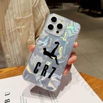 Futbolo C-cR7-R-Ronaldo telefono dėklas, skirtas iPhone 17 16 15 13 14 Pro Max 11 12 Plus, prabangus lazerinis sidabro gradiento silikoninis dangtelis iPhone17 gray