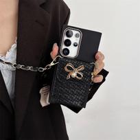 Kryžinė kortelių laikiklio piniginė telefono dėklas, skirtas Samsung S26 S25 S24 Ultra S23 S22 S21 Plus A56 A36 A06 A55 A35 A25 A15 A05S A05 Galaxy S21+ 5G juoda