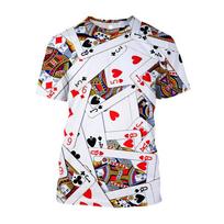 3D Spausdinti Vyriški Pokerio Kortų Grafikos Marškinėliai Kazino Streetwear Pokerio Žaidimo Marškinėliai Madingi Oversize Trumpomis Rankovėmis Vyriški Drabužiai 2XL white