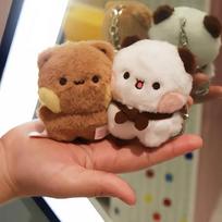 1/2 vnt. Naujas Panda Bubu ir Yier pliušinis pakabukas raktų pakabukas lėlės mielas animacinis panda lokys raktų pakabukas kuprinės pakabukas poros dovanos beige