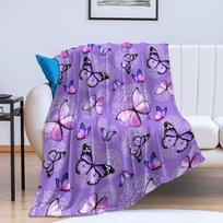 Drugelio antklodė Dovana moterims merginoms Super minkšta jauki drugelio pledas Šiltas pūkuotas pliušinis vilnos pledas lovai sofai 70x100cm-XS purple