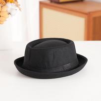 Vilnos veltinio skrybėlaitė su tekstūruotu vainiku ir užlenktu krašteliu | Britiško vintažinio stiliaus | Unisex rudens žiemos laisvalaikio fedora 58cm black