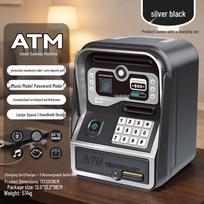 Vaikų pirštų atspaudų išmanusis bankomatas-taupyklė su slaptažodžiu ir automatiniu pinigų įtraukimu gray