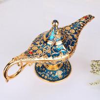 Aladdin Magic Lamp Collectors Edition Vintage Metal Home Decor Gift For Adults TransparentBlue beige