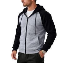 Men's Casual Color Block Zip-Up Hoodie S šviesiai pilka spalva