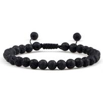 Multiple Style 6Mm Natural Tiger Eyes Lava Rock Protection Handmade Bracelet Men'S Gift A3 black