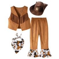 Kaubojės kostiumas mergaitėms Purimui Helovinui Mažyliui Vaikui Kaubojės Cosplay Liemenė Sijonas Šventei Karnavalui Gimtadienio Drabužiai 8-10 Years Old&Cowgirl brown