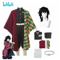 Tomioka Giyuu Japonų Anime Cosplay Kostiumas Rinkinys su Peruku Berniukams Suaugusiems Karnavalui Helovino Šventei Dovana Tomioka Giyuu Uniformos M black