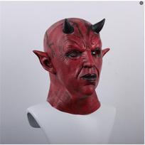 Demon Horn Mask Cosplay Horror Devil Killer Latex Helmet Halloween Masquerade Carnival Party Costume Props raudona