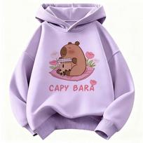 Kawaii Kapibara Gerianti Sultis Hoody Vaikams Gėlių Vaikų Palaidinė su Gobtuvu Berniukams Mergaitėms Laisvalaikio Palaidinės Drabužiai 110 violetinė