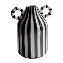 Artistic Home Atmosphere Vase Striped Ceramic Vase, Modern Glossy Hand Painted Flower with Double Fresh Cut Arrangement Ear Handles for Living juoda