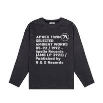 Aphex Twin Men's T-Shirt Cotton Graphic Oversized Aesthetic Korean Fashion Long Sleeve Tops Tees Streetwear Clothing 6XL black