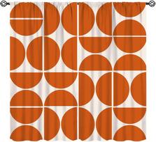 Vidurio amžiaus užuolaida, Geltona vintažinė abstraktaus boho stiliaus langų apdaila, Modernūs geometriniai apskritimai, Klasikinė retro 50-ųjų sodybos stiliaus 76x165CM-2PC