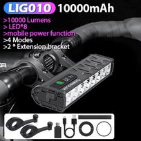NEWBOLER Dviračio žibintas Priekinis 10000 liumenų Dviračio žibintas 10000 mAh Atsparus vandeniui Žibintuvėlis USB įkrovimas MTB Kelių dviračių žibintas Priedai