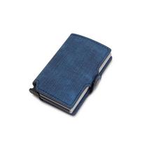 Women's Pink Wallet Slim Minimalist Pu Leather Automatic Pop UP Wallet Money Clip Rfid Aluminum Credit Card Holder for Women Men mėlyna