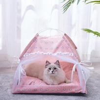 Saldus princesės katės lova Bendras triušis uždaras jaukus hamakas su grindimis Sulankstoma kačių palapinė šunų namelio lova naminių gyvūnėlių krepšelio pagalvėlė XS 36X36X32CM white