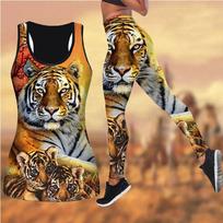 Little Tiger Print jogos apranga moterims Madinga 3D spausdinta treniruotėms antblauzdžiai Fitneso sportui aukštu juosmeniu laisvalaikio jogos kelnės 3XL oranžinė