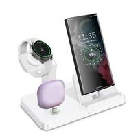 Įkrovimo stotelė, skirta Samsung S23 Ultra S22 S21 Note20 10 Z Flip Fold 3 viename greitas belaidis įkroviklis, skirtas Galaxy Watch 5 Pro 4 Buds as picture balta