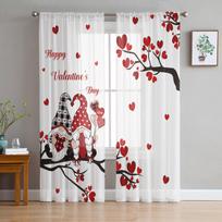 Valentine 'S Day Love Tree Dwarf Modern Tulle Curtains For Living Room Bedroom Home Kitchen Window Sheer Curtains 135W x 114H(cm) white