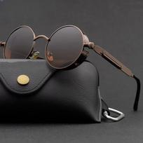 Metaliniai Steampunk Akiniai nuo saulės Vyrai Moterims Madingi Apvalūs Akiniai Gamintojas Dizaineris Vintažiniai Akiniai nuo saulės Aukštos kokybės Oculos de sol ruda