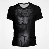 Jėzus Kristus 3D spausdinimo marškinėliai Vyriški drabužiai Vasarinė mada Laisvalaikio trumpomis rankovėmis šaunūs marškinėliai Harajuku Streetwear Viršutiniai marškinėliai 6XL black