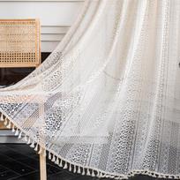 Boho medvilniniai lininiai kutai langų užuolaidos strypų kišenės pusiau užtemdytos kaimiško stiliaus langų apdaila svetainei valgomajam hook type-150*160cm white