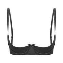 Moteriški seksualūs permatomas satininiai, paminkštinti, paminkštinti apatiniai liemenėlės liemenėlės M black