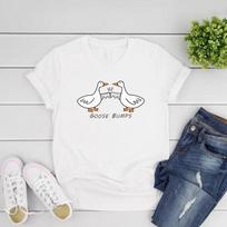 Žąsies oda Marškinėliai Juokingi Žąsies Marškinėliai Moteriški Trumpomis Rankovėmis Marškinėliai Anties Mėgėjo Marškinėliai Streetwear Moteriški Drabužiai Vintage Drabužiai M balta