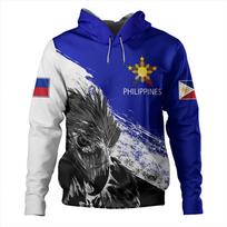 Vintažiniai 3D spausdinti Filipinų Respublikos vėliavos gobtuvai vyrams Filipinų nacionalinio herbo grafikos gobtuvai su gobtuvu Puloverio viršūnės L blue