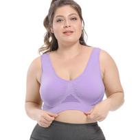 Didelio dydžio liemenėlė Besiūlė liemenėlė su pagalvėlėmis Didelio dydžio 5XL 6XL Push Up Bralette liemenėlės moterims Liemenė Wireless Active Brassiere liemenėlė 3XL šviesiai violetinė spalva