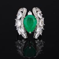 Jewelry Simulation Ruby Ring Fashion Pink Zirconium Emerald, Pear Shape 10X14 smaragdas