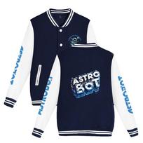 Unisex Mada Astro Bot Gerbėjams Spausdintas Beisbolo Megztinis Moterys Vyrai Lauko Sportinės Striukės XS tamsiai mėlyna spalva