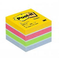 Lipnūs lapeliai 3M POST-IT kubas MINI 51x51mm, 400vnt, neoninių sp.