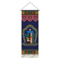 Kutai Tibeto Sėkmės Aštuoni Brangakmeniai Kabantis Paveikslas Audinio Menas Svetainės Fono Tapetai Dekoras Audinio Paveikslas 45x100cm blue