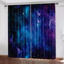 2 vnt. Galaxy Shining Stars užuolaidos, tunelis karnizui, kosmoso žvaigždėto dangaus žvaigždėmis margintos užuolaidos, langų užuolaidos svetainei, virtuvei W50X130H(cm)x2Pcs&Grommet Top