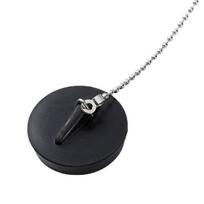 Universalus guminis vonios kamštis su grandininiu išleidimo kamščiu, patogus guminis vonios kamštis virtuvės ir vonios kriauklėms, 40 mm, patvarus A black