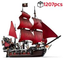 Karibų piratai Laivas Karalienės kerštas karo laivas juodas perlas burlaivis statybinis blokas MOC 4195 surinkimo žaislai vaikiška dovana brown