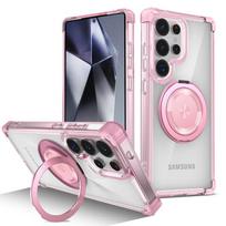 360 laipsnių besisukantis laikiklis, permatomas magnetinis telefono dėklas, skirtas Samsung Galaxy S25 S24 S23 S21 Ultra S22 Plus, skaidrus apsauginis dangtelis Galaxy S22 gray