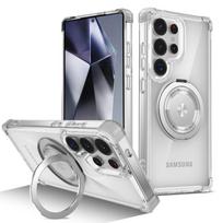 360 laipsnių besisukantis laikiklis, permatomas magnetinis telefono dėklas, skirtas Samsung Galaxy S25 S24 S23 S21 Ultra S22 Plus, skaidrus apsauginis dangtelis Galaxy S25