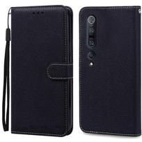 Mi10 / Mi 10 Pro dėklas Xiaomi Mi 10 dėklui Piniginė Atverčiamas Odinis Viršelis Xiaomi Mi 10 Pro dėklui Knygelės Stovas Piniginė Fundas Coque Mi 10 5G(Mi 10Pro5G) juoda