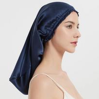 100% šilko kepuraitė miegui, ilgas šilkinis turbanas/kepuraitė miegui, dušo kepuraitė, plaukų apdangalas miegui 50CM